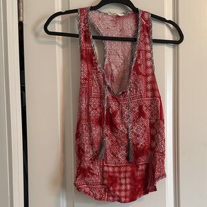 Ocean Drive Red Geometric Tank Top